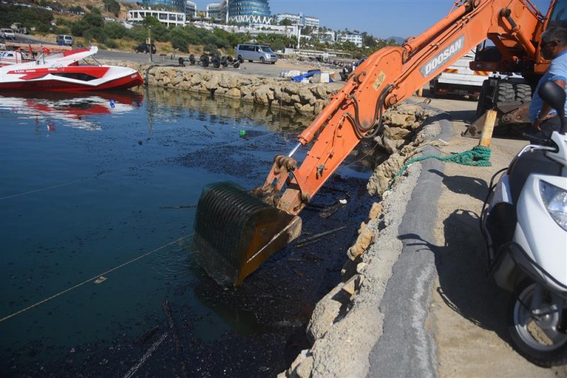 Yanan tur teknelerinin atıkları alanya belediyesi tarafından temizleniyor