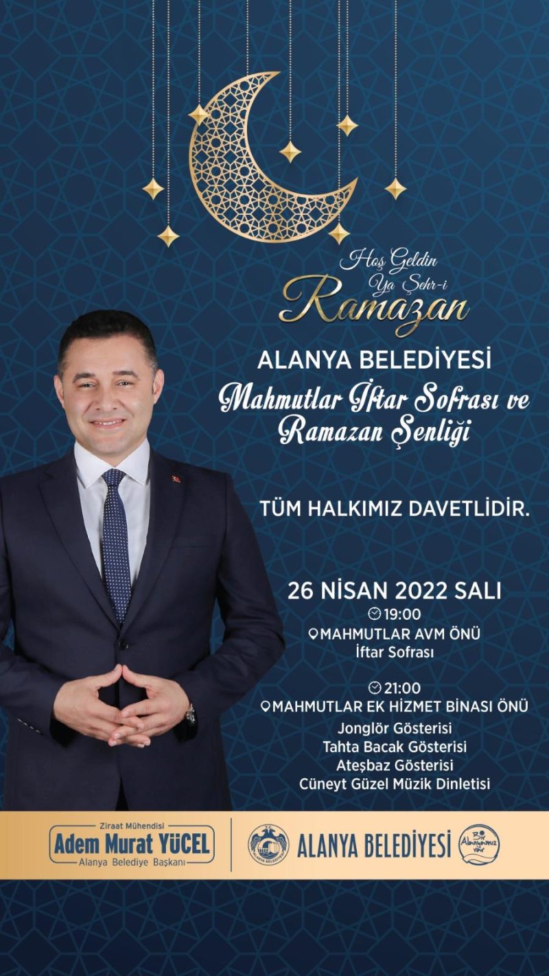 Alanya belediyesi’nin iftar sofrası ve ramazan şenliği mahmutlar’da