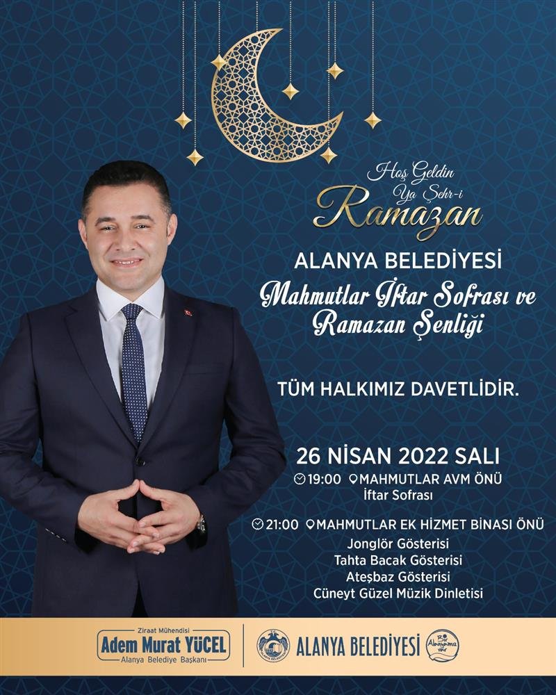 Alanya belediyesi’nin iftar sofrası ve ramazan şenliği mahmutlar’da