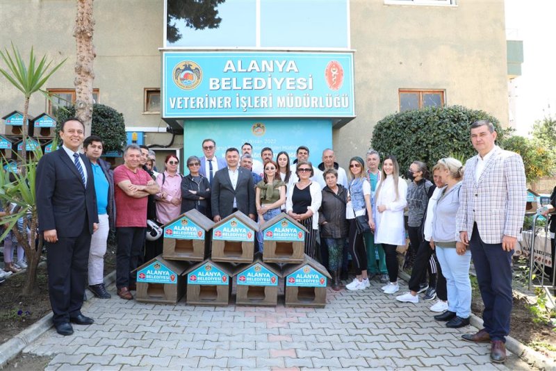 Alanya belediyesi okullara ve hayvanseverlere kedi evi dağıttı