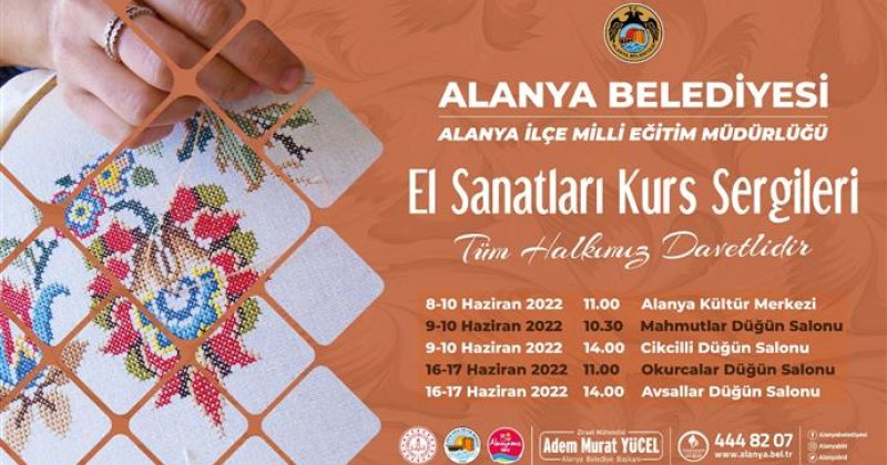 El sanatları kursları yıl sonu sergileri başlıyor