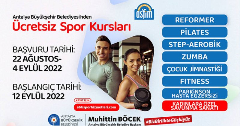 Asfi̇m’de Ücretsiz Spor Kursu Için Kayıtlar Başladı