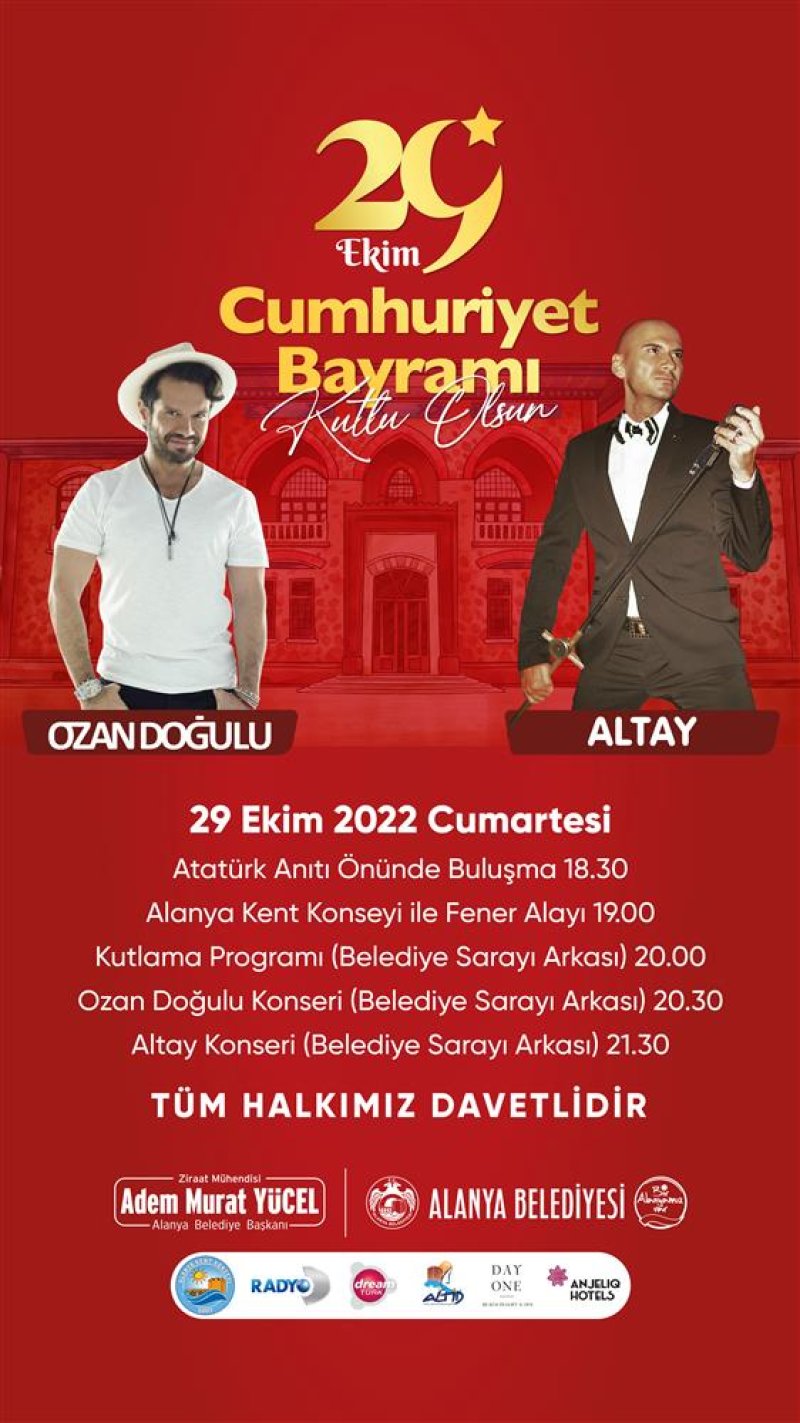 Alanya’da cumhuriyetin 99. yılı fener alayı ve konserlerle kutlanacak