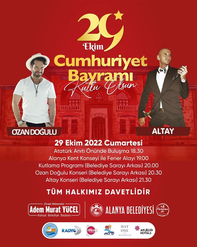 Alanya’da cumhuriyetin 99. yılı fener alayı ve konserlerle kutlanacak