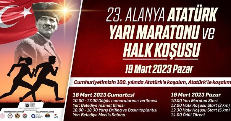 23. alanya atatürk halk koşusu ve yarı maratonu yapılacak