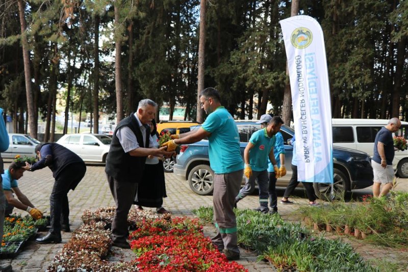 Alanya belediyesi geleneksel çiçek dağıtımını gerçekleştirdi