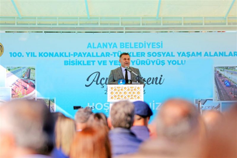 batı bölgesine dev hizmet 100. yıl konaklı-payallar-türkler sosyal yaşam alanları bisiklet ve yeşil yürüyüş yolu açılışı gerçekleştirildi