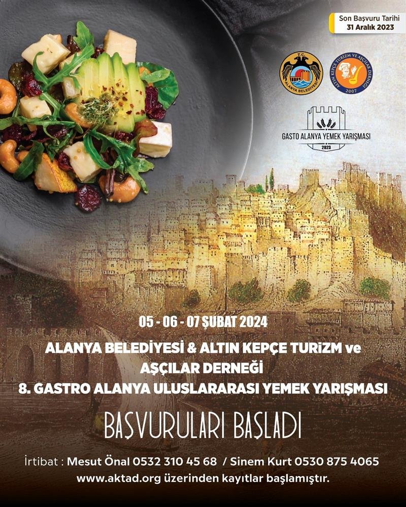 Efsane yarışma geri dönüyor - alanya belediyesi ve altın kepçe turizm ve aşçılar derneği 8. gastro alanya uluslararası yemek yarışması başlıyor