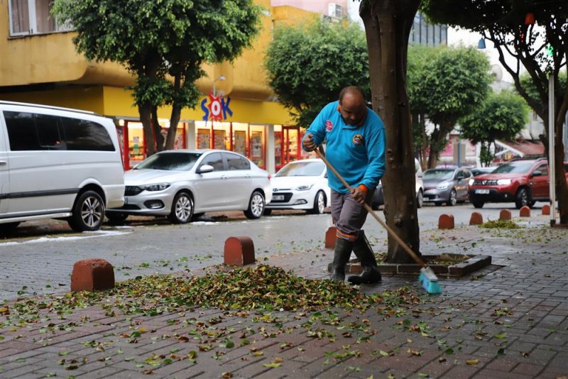 Kentte etkili olan şiddetli yağışlar sonrası alanya belediyesi tüm ekipleri ile sahada