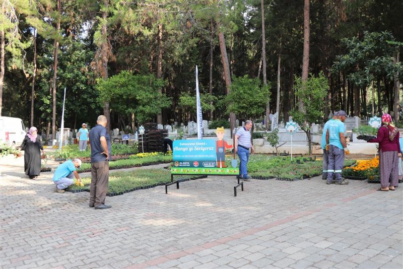 Alanya belediyesi ramazan bayramında 31 mezarlıkta &uuml;cretsiz 62 bin &ccedil;i&ccedil;ek dağıtacak