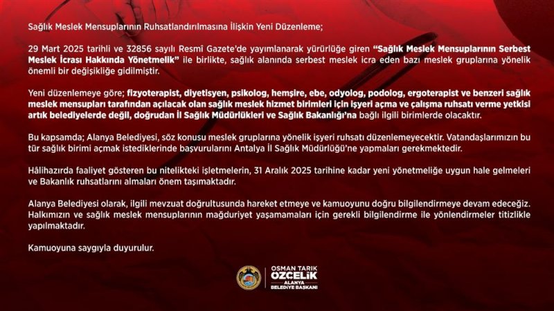 Sağlık meslek mensuplarının ruhsatlandırılmasına ilişkin basın açıklaması
