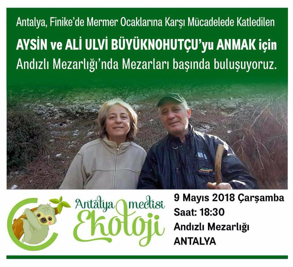 Çevreci Ali ve Aysin Büyüknohutçu mezarlıkta anma programı