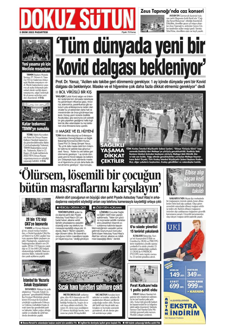Dokuz Sütun Gazetesi Manşetleri